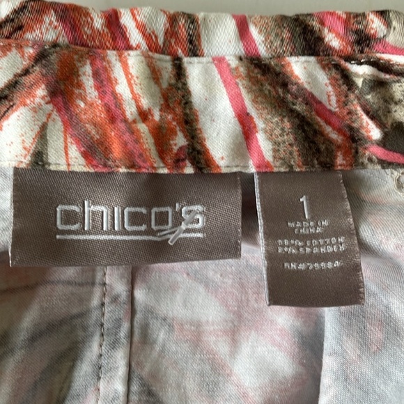 CHICO’S blazer jacket size 1 / M brown orange pockets cotton blend - Picture 6 of 7